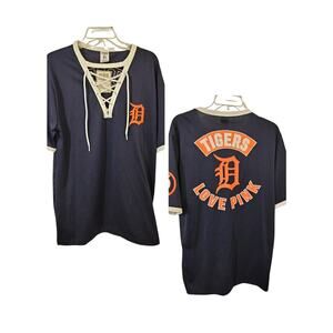 3304) Detroit Tigers Women Victoria Secret Pink Loves Tie Jersey Sizes XS